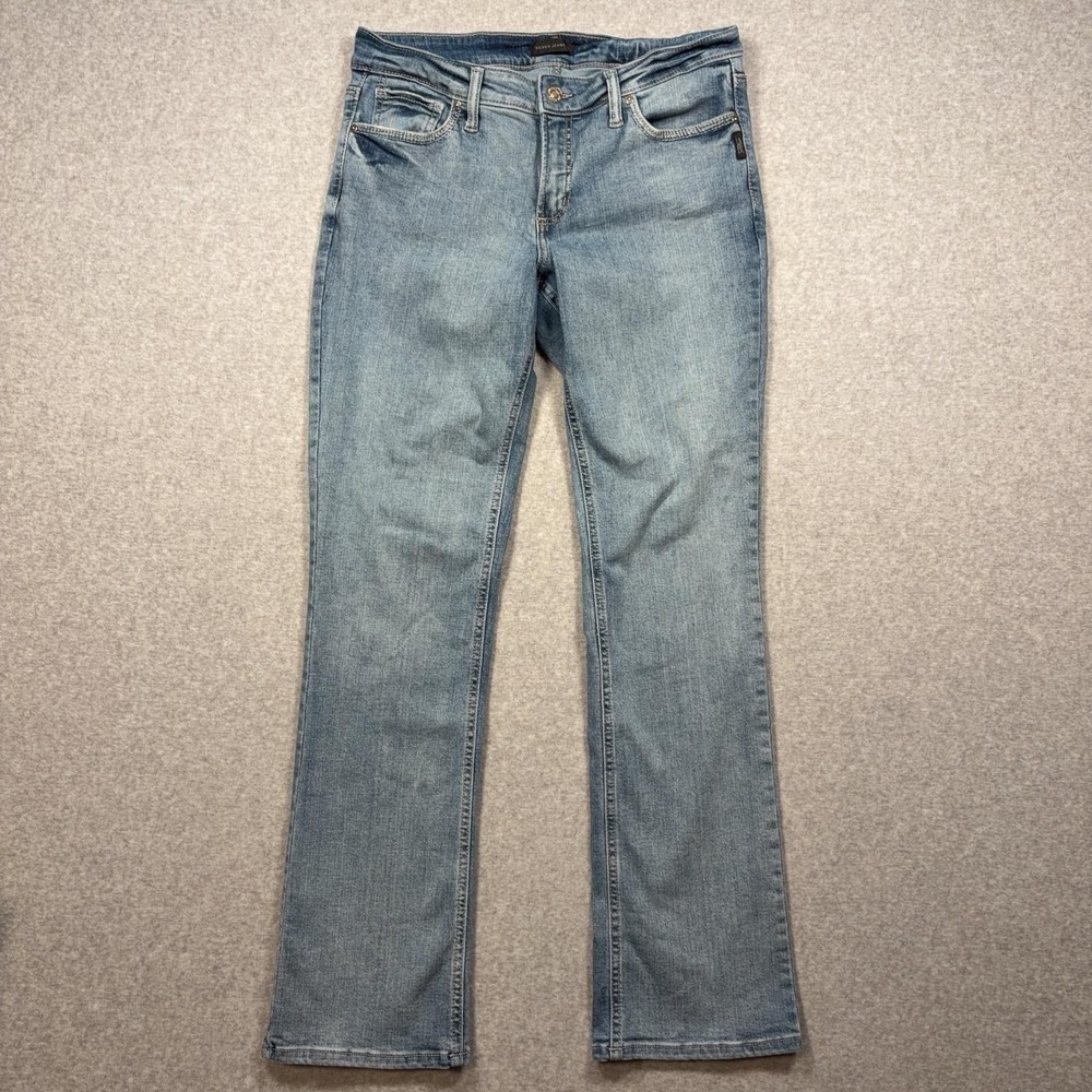 Silver Jeans Co Elyse Slim Boot Jeans Womens 30x33 Light Wash Blue Stretch Denim